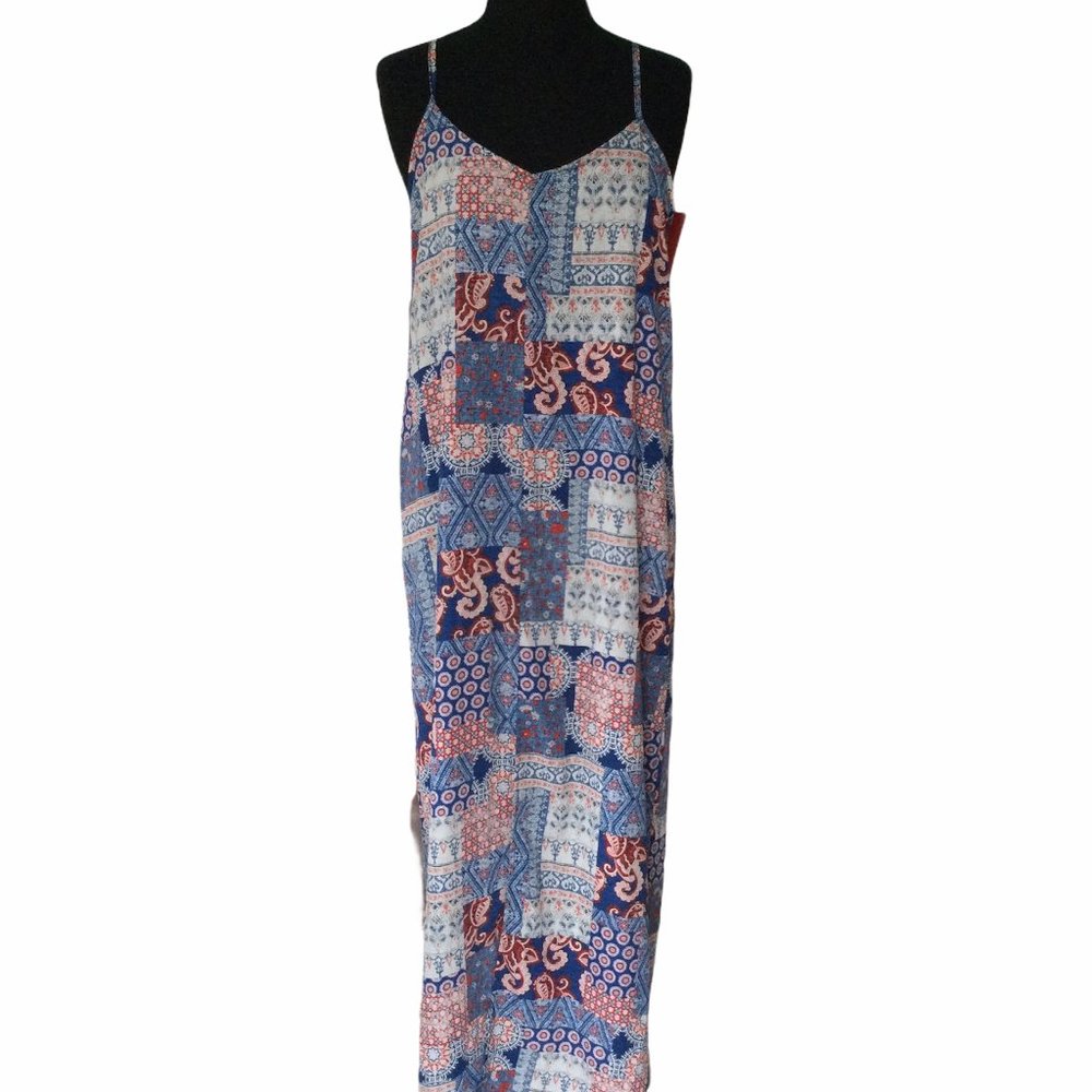 Hummingbird Brand  Large Tie Back Maxi Dress Paisley Boho